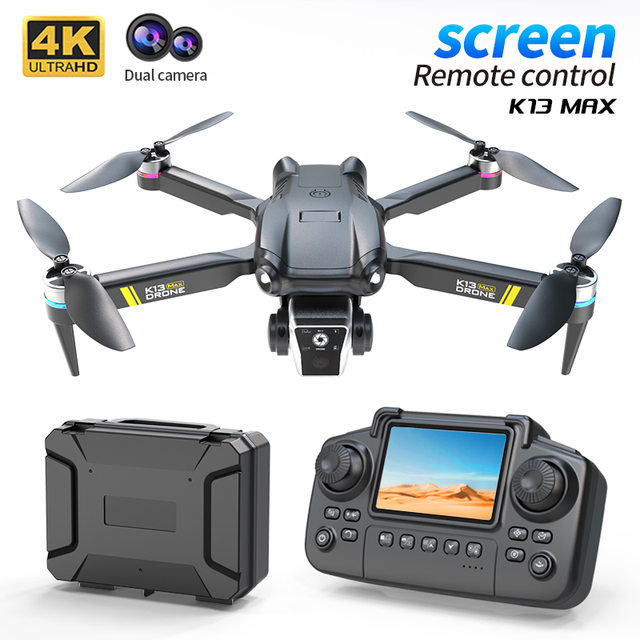 K13Max Drone 4K HD Dual-Lens Optical Flow Positioning Stable Flight Precision Tracking Foldable WiFi Screen Remote Control