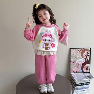 Primavera e autunno <span class=keywords><strong>abbigliamento</strong></span> Casual per bambini stampato Set felpa da ragazza cartone animato nuovo Set di due pezzi per bambini alla moda - Product Image 1