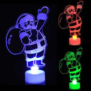Luz Nocturna LED de Navidad con Cambio de Color, Lámpara Electrónica Acrílica, Adorno de Santa Claus y Torre Eiffel, Decoración para Fiestas en Casa, Funciona con Batería - Product Image 5