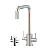 Robinet de lavabo de cuisine et salle de bain monotrou en acier inoxydable, à double levier, pour eau froide et chaude, à poser sur le comptoir