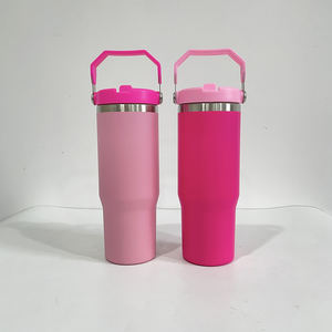 Vaso Térmico de Acero Inoxidable con Aislamiento al Vacío de 30 oz, con Recubrimiento en Polvo, Diseño Camelia, con Tapa y Pajita Antiderrames, para Grabado Láser - Product Image 2