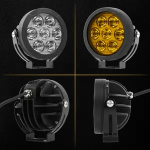 Focos LED redondos de alta potencia de 4,5 pulgadas, 70W, luces auxiliares para motocicletas GR