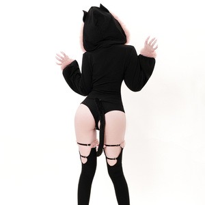 Cotton <strong>Men's</strong> Adult Japanese-style Cute Cat <strong>Onesie</strong> Bikini Set with Detachable Tail <strong>Fluffy</strong> Ears in Charming Adorable Style - Product Image 2
