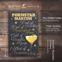 Juego de Letreros Metálicos con Recetas de Cócteles Vintage, Decoración de Pared Retro para Bar, Hogar o Pub