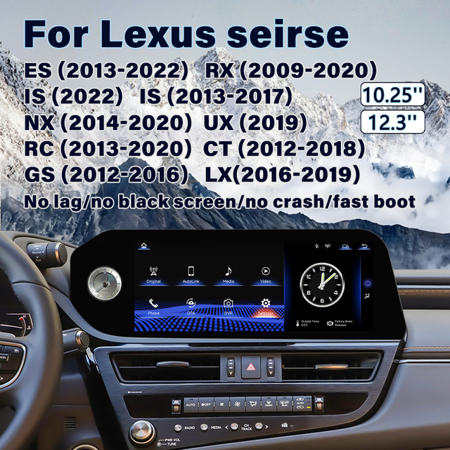 10.25/12.3 Linux Wireless CarPlay Car Monitor Touch Screen Carplay Scherm Smart Car Radio Lexus 12-22 ES/RX/IS/NX/UX/RC/CT/GS/LX