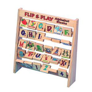 Jeu de lettres à retourner pour la reconnaissance des chiffres et des lettres, jouet éducatif et durable ANNA & BECK pour enfants, cadeau de lecture préscolaire - Product Image 1
