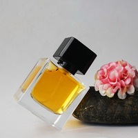 Vente en gros de flacons de parfum carrés transparents en verre 30ml 50ml 100ml Flacon de parfum vide de luxe avec bouchon couronne