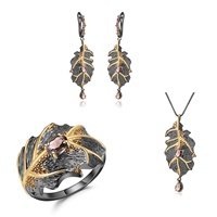 Derabian — ensemble de bijoux en Quartz fumé naturel, en argent Sterling 925, collier, boucles d'oreilles