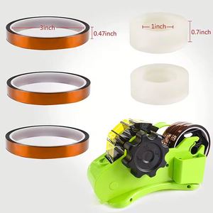 Distributeur de ruban adhésif thermique semi-automatique multifonctionnel en plastique avec compartiment et double bobine de 1 et 3 pouces - Product Image 4