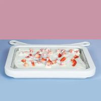 Plaque à rouleaux de crème glacée en acier inoxydable avec 2 spatules réutilisables pour une préparation facile de crème glacée roulée maison - Ice Roller