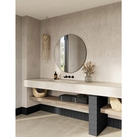 Miroir mural irrégulier à cadre noir fin, fait main, style Art Déco, décoratif pour salle de bain