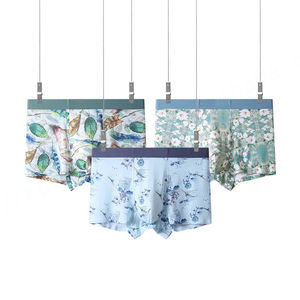 Ropa interior de seda helada para hombre, Calzoncillos Bóxer con estampado Floral transpirable, piernas cortas sin costuras, ropa interior al por mayor para adultos - Product Image 6