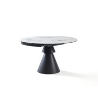 Table à manger ronde transformable moderne en pierre frittée, extensible pour 4-6 personnes, idéale pour les petits espaces