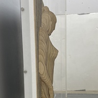 Décoration d'hôtel écologique personnalisable, sculpture murale 3D en forme de corps de femme en fibre de bois artisanale, suspendue verticalement, acrylique transparent