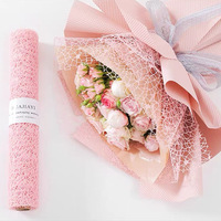 Kertas Pembungkus Buket Toko Bunga, Dapat Digunakan Kembali, Dapat Didaur Ulang, Grosir, Berwarna-warni, Jaring Jacquard Berongga, Tulle, Bahan Kemasan Bunga