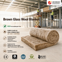Couverture en laine de verre brun écologique HD R30 sans formaldéhyde, rouleau de feuille d'aluminium A1, isolation pour conduits CVC et toitures