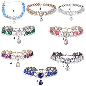 <span class=keywords><strong>Girocollo</strong></span> di collane da tennis con <span class=keywords><strong>perline</strong></span> di cristallo di strass rosa bianco colorato all'ingrosso per il fornitore di feste - Product Image 6