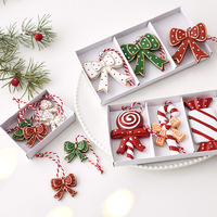 Ensemble d'ornements de Noël en résine : Nœuds, bonbons, hommes en pain d'épices – Pendentifs suspendus pour sapin de Noël, décoration de fenêtre, cadeau de fêtes