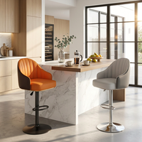 Tabourets de bar modernes de luxe, réglables en hauteur, pivotants, en cuir PU capitonné avec garniture dorée pour îlot de cuisine