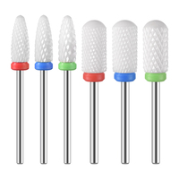 KADS Lot de 10 embouts de ponçage en céramique pour ponceuse à ongles, formes baril, boule, épi, outil de polissage et de nettoyage des cuticules