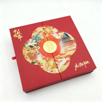 Boîte d'emballage cadeau en papier de luxe personnalisée à double porte avec fermeture magnétique pour gâteaux de lune biscuits bonbons noix collations ou vin avec inserts