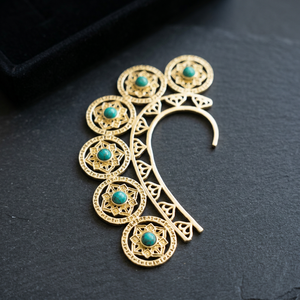 Pendientes de latón para mujer, joyería, color dorado, turquesa, con piedra, 2023 - Product Image 1