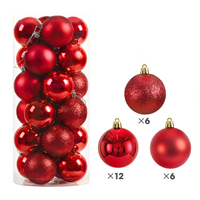 Ensemble de 24 boules de Noël personnalisées de 8 cm, brillantes, mates et pailletées, décorations d'arbre de Noël incassables