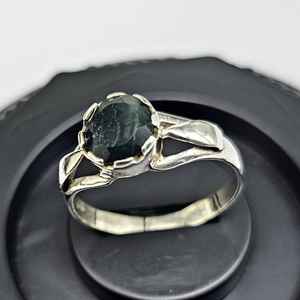 Bague de fiançailles unisexe Boho en argent sterling 925 Agate de mousse naturelle avec mariage ovale turquoise adapté - Product Image 5