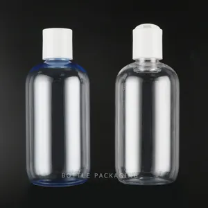 Frascos de tampa do disco da garrafa do animal de estimação clara vazia, shampoo 250ml embalagem eco amigável da tela da garrafa. ODM