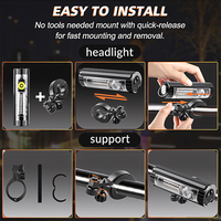 Lampe de vélo de nuit pour VTT en alliage d'aluminium IPX4 portable avec LED XPG super lumineuse de 1000 lumens intégrée, batterie rechargeable de 1800 mAh, type C