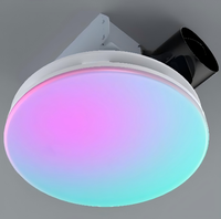 Ventilateur de plafond pour salle de bain à double vitesse, faible bruit, usage domestique, lumière ambiante à changement de couleur, sans fil, pour haut-parleur et humidificateur