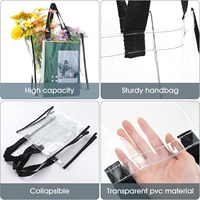 Sacs fourre-tout transparents approuvés pour les stades, 12 x 12 x 6 pouces, sacs fourre-tout en plastique transparent personnalisés avec poignées pour le travail, les sports et la promotion