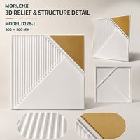 Panel Dinding PVC 3D Geometris Bergaris Emas Putih MORLENX D178 1 500x500mm, Dekorasi Interior untuk Rumah, Hotel, Kantor