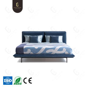 Lujo fabricante italiano <span class=keywords><strong>Cama</strong></span> doble tapizado moderno de gama alta Villa <span class=keywords><strong>cama</strong></span> doble tela de diseño Premium camas de lujo tamaño King - Product Image 3