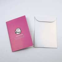 Carte de vœux personnalisée en papier avec dessin animé, enveloppe rose imprimée, carte cadeau personnalisée pour remerciement, anniversaire, fête