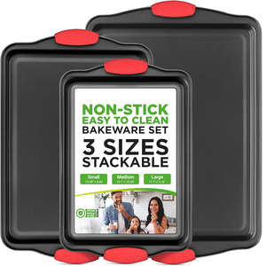 Non-Stick Pan <b>Set</b> 3 Pieces Easy To Clean Carton Steel <b>Bakeware</b> 3 Sizes Stackable - Product Image 1