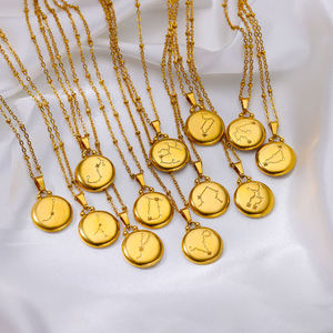 2025 sıcak satış su geçirmez paslanmaz çelik 18K altın kaplama 12 takımyıldızları ön arka giyilebilir kolye erkekler için - Product Image 2