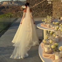 Robe de mariée de style nouveau 2230, personnalisée, luxueuse, super élégante, broderie, sans bretelles, manches longues, dentelle, robe de mariée en forme de A