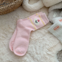 Chaussettes d'hiver douces et moelleuses de couleur rose, motif mignon, chaussettes chaudes pour femmes pour l'hiver