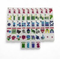 Jeu de Mahjong Américain Personnalisé avec Breloques Porte-Bonheur, Perle Bleue Hamptons, 160 Pièces en Acrylique Écologique, Jeu de Mahjong de Voyage de Luxe Personnalisé