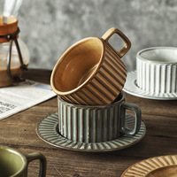 Tasse à café expresso en céramique émaillée nordique de 250ml ensemble de soucoupe tasse à thé en porcelaine vintage assiette