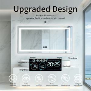 Hot Bán Đầy Đủ Chiều Dài Tường Hình Chữ Nhật LED Ánh Sáng Phòng Tắm Gương Thông Minh Kỹ Thuật Số Thời Gian Nhiệt Độ Defogging Cho Phòng Khách Hiện Đại - Product Image 6