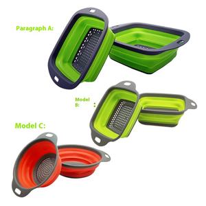 Panier égouttoir pliable carré en silicone pour fruits et légumes, passoire de lavage, panier pliable en plastique - Product Image 1