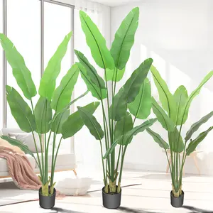 Oh Arts Multi-sized large fake green leaf decoration artificial plant artificial travellers palm bird of paradise