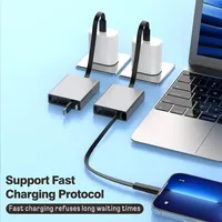 Cable de Carga Rápida Retráctil Tipo-C a Tipo-C 6A 100W, Diseño Metálico Delgado para Teléfonos Móviles IOS, Auriculares, Relojes Inteligentes y Laptops