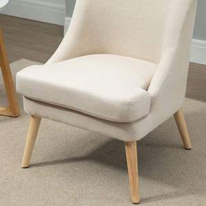 Fauteuil de salon avec accoudoirs en lin, fauteuil rembourré, pieds en bois, chaise d'appoint pour salon, chambre, salle à manger, style détente - Product Image 6