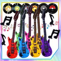 Ensemble Gonflable Rétro Musical : Guitare, Disques Vinyles et Notes en PVC pour Fêtes d'Anniversaire et Décorations Thème Musical