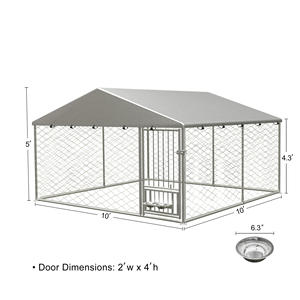 Grand enclos extérieur pour chien, <span class=keywords><strong>cage</strong></span> à chien robuste avec clôture, parc pour chien avec couverture imperméable et protection UV, 118x118x60 pouces - Product Image 2