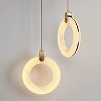 Lampes suspendues en marbre espagnol MEEROSEE pour chambre à coucher, bar, couloir, éclairage rond en forme d'anneau, MD88197