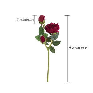 ดอกกุหลาบประดิษฐ์ CallaFloral ก้านเดี่ยว สีแดงเข้ม ผ้าทอแบบแพน สำหรับตกแต่งงานแต่งงานภายในอาคาร - Product Image 4